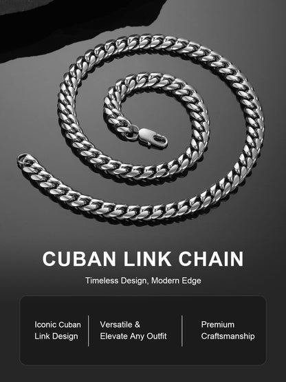 Men Jewelry Hiphop Cuban Chain Stainless Steel Necklace 26Inch 10MM Silver Color Mens Gifts for Dad