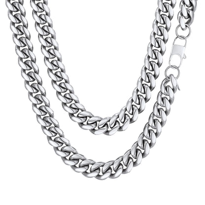 Men Jewelry Hiphop Cuban Chain Stainless Steel Necklace 26Inch 10MM Silver Color Mens Gifts for Dad