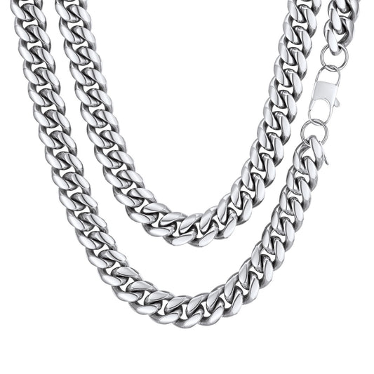 Men Jewelry Hiphop Cuban Chain Stainless Steel Necklace 26Inch 10MM Silver Color Mens Gifts for Dad
